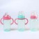 A bottle for feeding, a wide throat, 270 ml, with handles, turquoise/pink