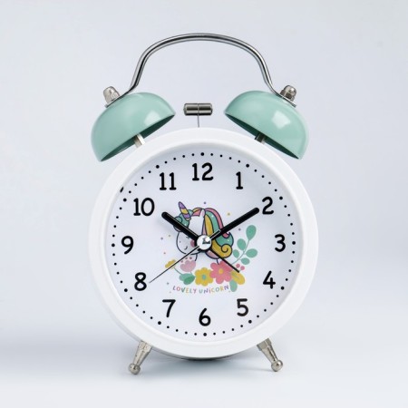 Alarm clock "Unicorn", discrete move, aa, 9.5 x 14 x 5 cm, white
