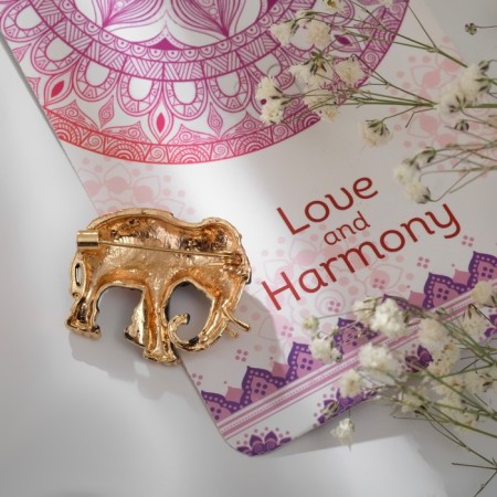 Brooch "Indian Elephant", red-gray color in gold-2