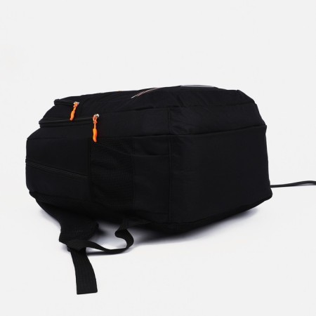 A backpack with a zipper, 2 external pockets, black color-4