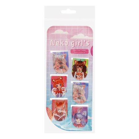 Magnetic bookmarks 6 pieces Neko Girl’s-4