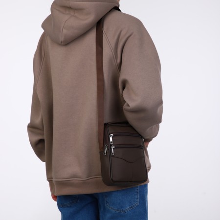 Male bag on lightning, long belt, brown color-5