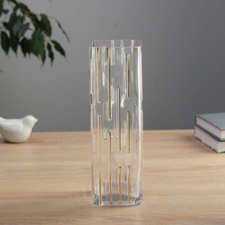VAZ Glass Table "Milagros" strokes, 25x8 cm, transparent