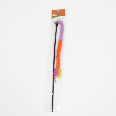 Domesticular “Caterpillar with feathers”, pen 65 cm, purple/orange-3