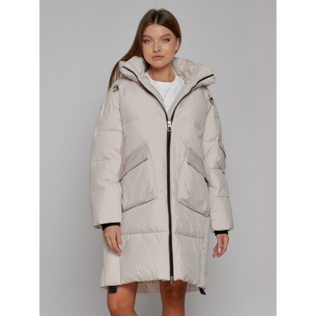Coat insulated winter female, size 50, beige color-13