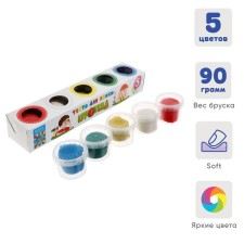Modeling dough, 5 colors, 450 g, eco on a plant basis, cardboard