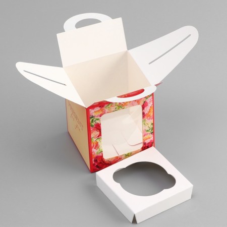 Box for 1 cupcake, "Present", 9.2 x 9.2 x 11.1 cm, confectionery packaging-4