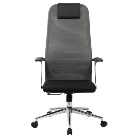 Кресло для руководителя BRABIX PREMIUM Ultimate EX-801 хром, сетка Х2, черный/серый-2