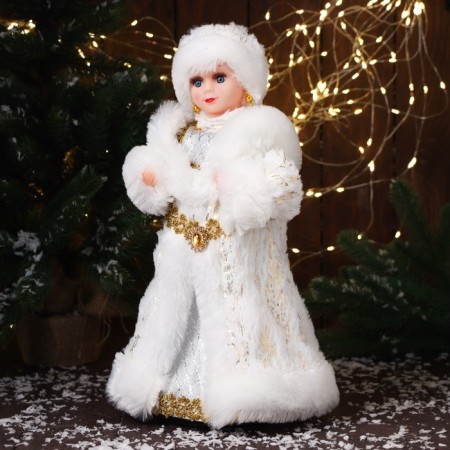 Snow Maiden "In a fur coat and earrings. With a strap" moves, 40x20 cm, white-3