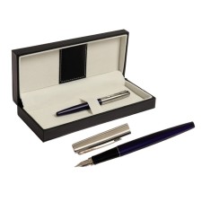 Gift feathers in the leatherette case, blue case with silver