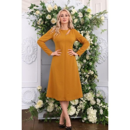 Female dress, size 50, mustard color-18