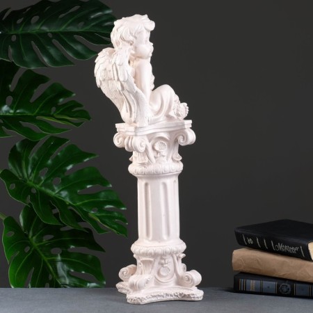 Figure "Angel sitting on a column" aged 16x16x51cm-1