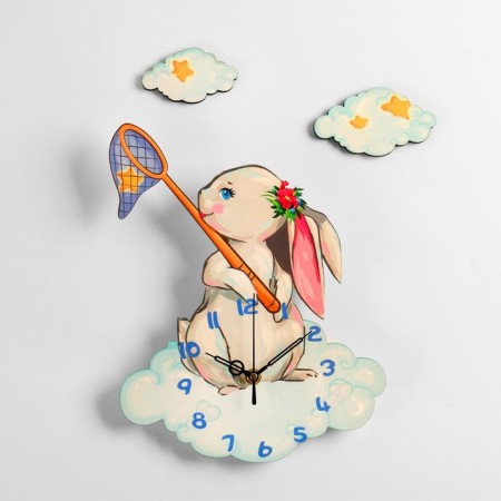 Wall clock, series: children's "bunny", discrete move, 24 x 30 cm