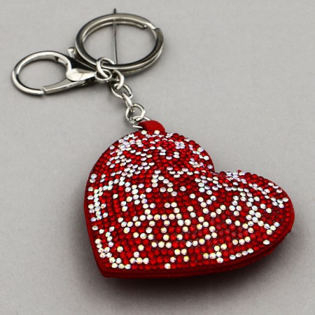 Soft toy "shiny heart", on a key fob, 7 cm, red color-1