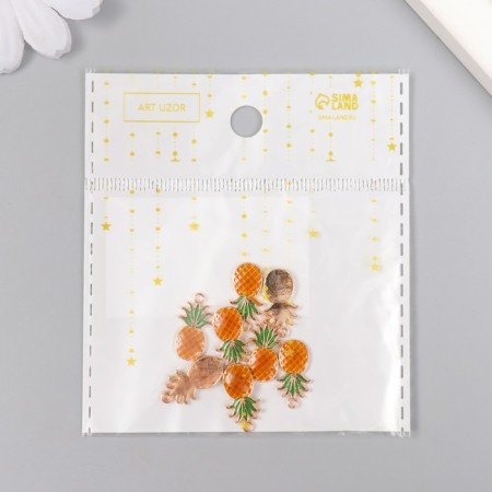 Decor for creativity metal, enamel "pineapp" yellow 1.7x0.8 cm-4