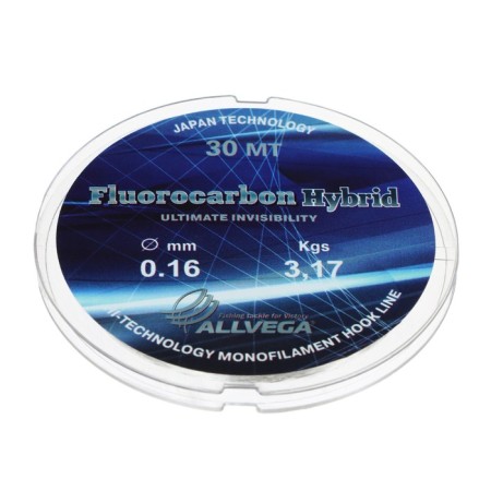 Monophile Flap ALLVEGA FLUOROCARBON HYBRID, diameter 0.16 mm, test 3.17 kg, 30 m, fluorocarbon 65%