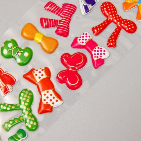 Sticker plastic volumetric "bows/flowers" with gold stroke mix 33.5x6 cm-2