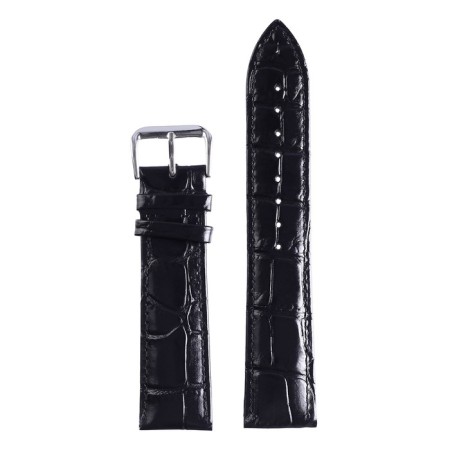 Bugert watch strap 16 mm, genuine leather, l = 20 cm, black, the texture of the crocodile-1