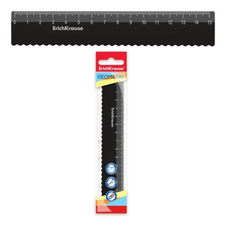 Line 15 cm Erichkrause "Classic", plastic, with a wavy edge, black, euro suspension