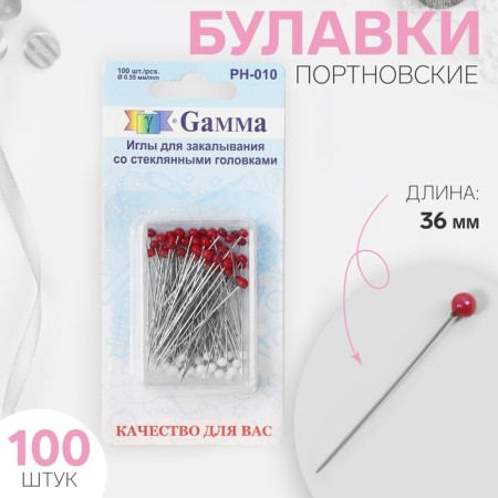Portnovsky needles, glass head, 36 mm, 100 pcs, red color