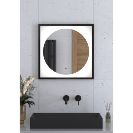 A mirror in a baguette frame with a 12 W LED light, 60x60 cm, IR - a switch, neutral white light,-2