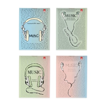 Notepad A7, 40 sheets on the Soundmania paper clip, cardboard cover, block 55 g/m2, mix