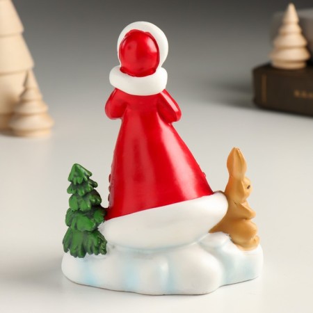 Souvenir Polystone "Snow Maiden with a bunny in the forest" 9.8x8x12.2 cm-2