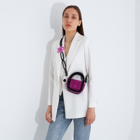 Magneta bag, long belt, purple color-5