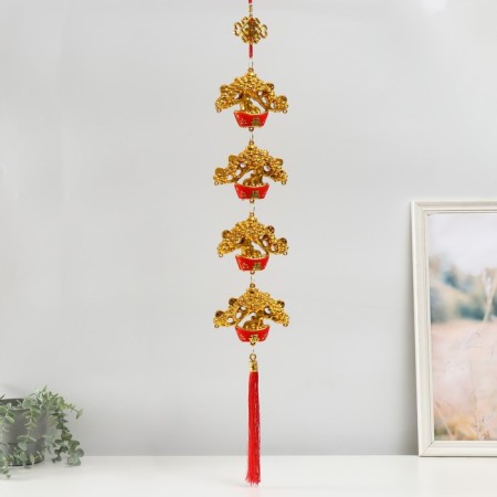 Plastic suspension, textile "Four bonsai - for happiness" 15x100 cm