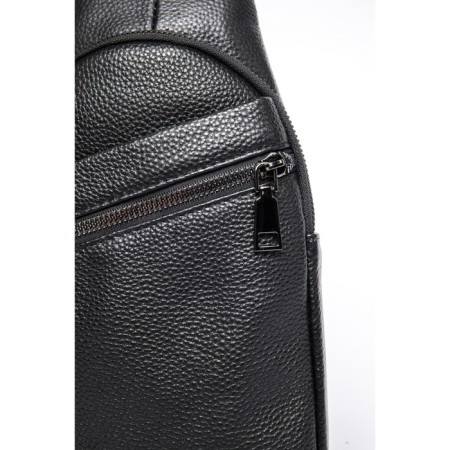 Male sling bag, genuine leather, de-gosa black, 16x8x25 cm-2