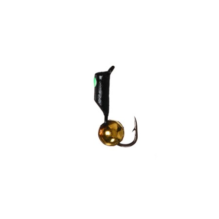 Mormyshka column black, green eyes + ball brass, weight 0.6 g-1