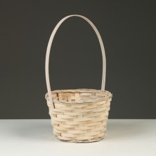 Wicker basket, D19 x 9.5 x 32 cm, white, bamboo