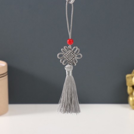 Suspension textiles, plastic "Knot of happiness and infinity" gray 8.5 cm
