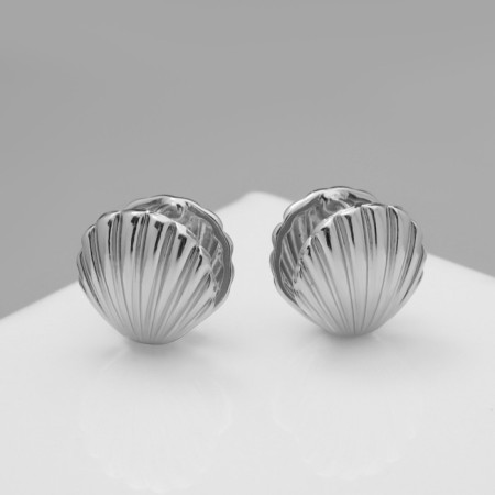 Earrings Metal "Chord" Mini shell, silver color