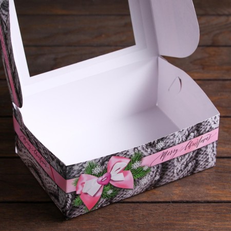 Packaging for 6 cupcakes with the window "Warm New Year", 25 x 17 x 10 cm, 1 pc.-3