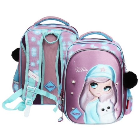 School backpack 37 x 28 x 13cm, ergonomic back, Across 557, + bag, pink