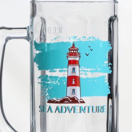 Glass mug for beer "Hamburg. Sea adventure ", 330 ml-1