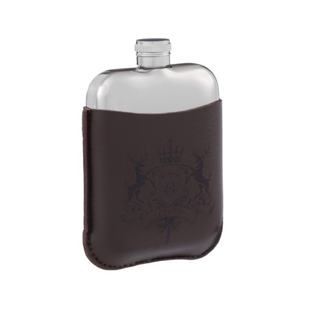 Alcohol flask "Huntsman", stainless steel, cover, gift, 180 ml, 6 oz-1