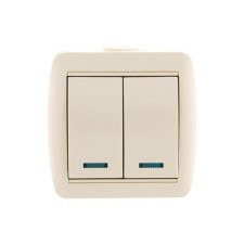 Выключатель LEZARD 710-0300-112 Nata, ОП, 10А, 2 клавиши, цвет кремовый