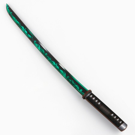 Souvenir wooden weapon "Katana Green Wind", 65cm-3