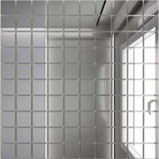 Silver mirror mosaic with a chip 25x25 mm