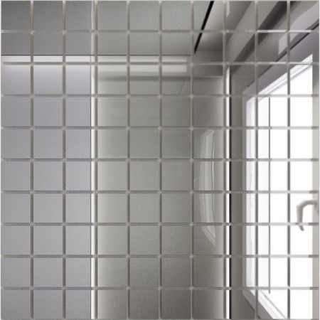 Silver mirror mosaic with a chip 25x25 mm
