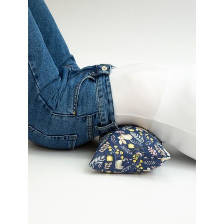 Pillow orthopedic roller with buckwheat luster, size 20x50 cm, print bunnies, blue color-3
