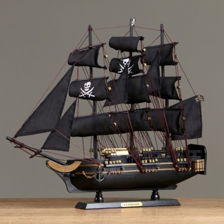 Ship "Golden Lan", black sails, 50x9x45 cm-1