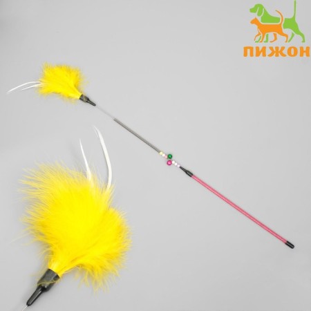 Pushwoman teaser with 2 metal bells and double pen (tough/flexible), 57 cm, mix color