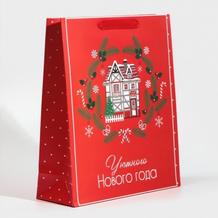 Laminated vertical “Cozy and heat” laminate, M 26 x 30 x 9 cm, New Year-1