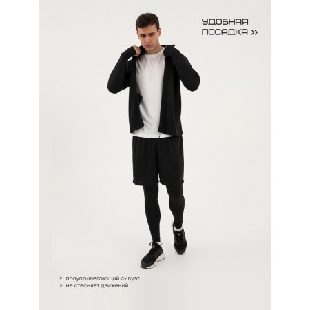 Long -line male Resport, on a zipper, p. 52, the color is black, basic, with a long sleeve-1