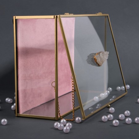Organizer for storage "Crystal", with a lid, glass, 1 section, 25 × 18.3 × 11 cm, the color is transparent/copper/pink-6