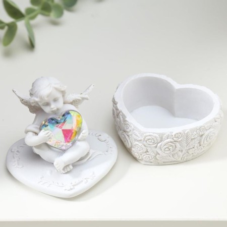 Souvenir Polystone Casket "Snowthrough Angel with an overflowing heart" 8x6.5x5.4 cm-4