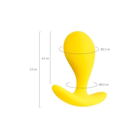 Anal plug Blob, silicone, yellow color, 5.5 cm, d = 2.1 cm-5